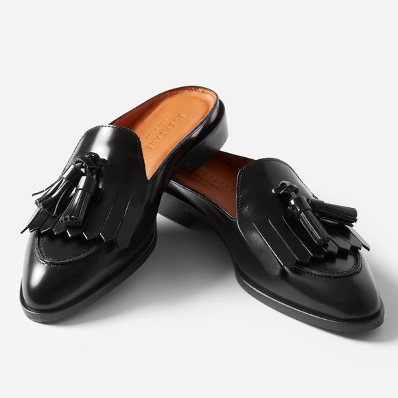 Everlane Shoes - EVERLANE The Modern Tassel Loafer Mule in Black Italian Leather Slip On 8.5 NEW